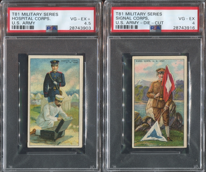 T81 Recruit Cigarrettes Military Series Lot of (5) Graded Cards