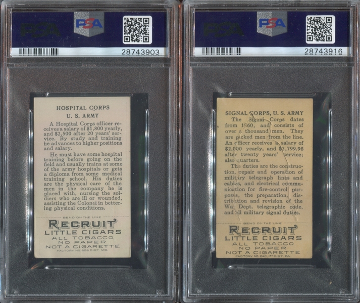 T81 Recruit Cigarrettes Military Series Lot of (5) Graded Cards