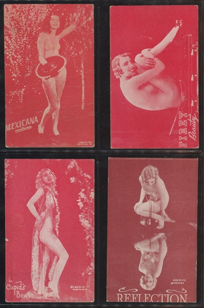 1930's Mutoscope Red Border Risque Girls Lot of (4) Cards