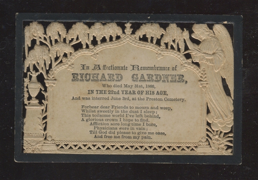 Fantastic 1866 Embossed, Die Cut Mourning Card from Mansell