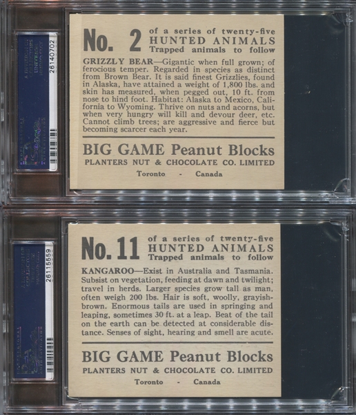 V131 Planters Hunted Animals Lot of (4) PSA5-Graded Cards