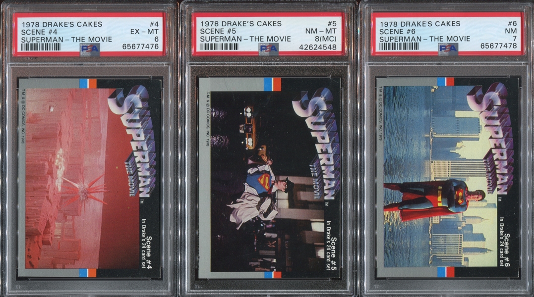 1978 Drakes Cakes Superman: The Movie Complete PSA-Graded Set of (24) Cards