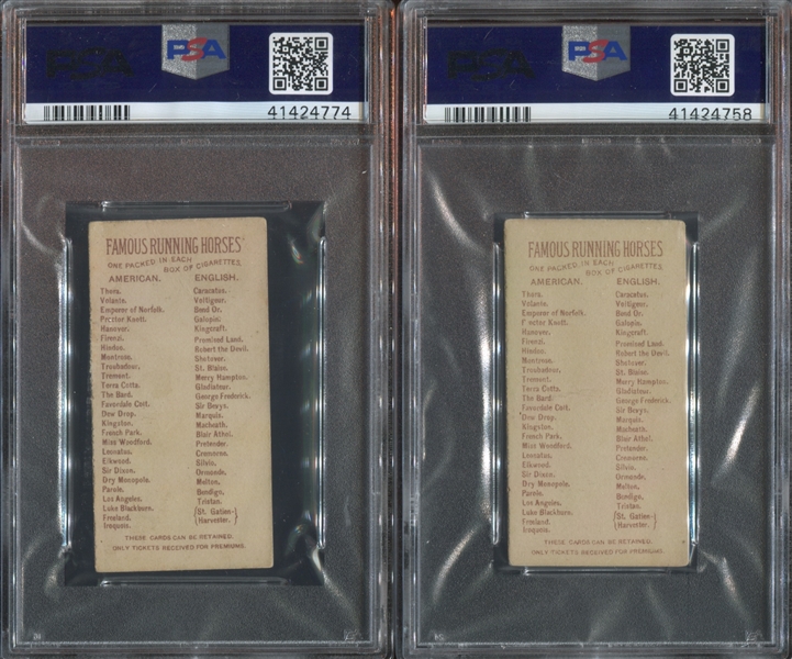 N229 Kinney American Horses (Checklist Back) Lot of (4) PSA-Graded Cards