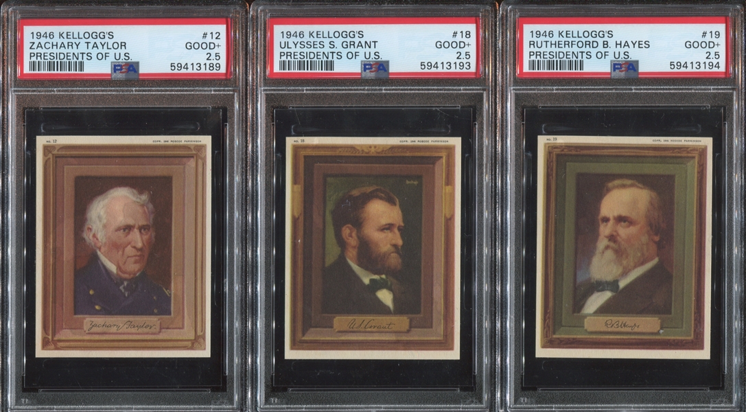 F273-21 Kellogg's Portraits of the Presidents Lot of (9) PSA-Graded Cards