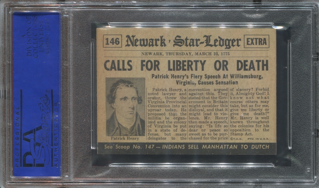 1954 Topps Scoop #146 Liberty or Death PSA7 NM