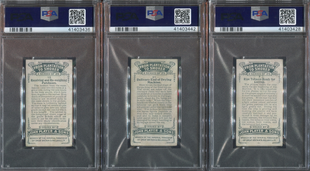 1926 John Player & Son From Plantation to Smoker Lot of (8) PSA-Graded Cards