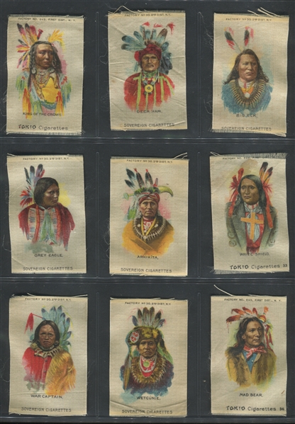 S67 American Tobacco American Indian Silks Complete Set of (50) Silks