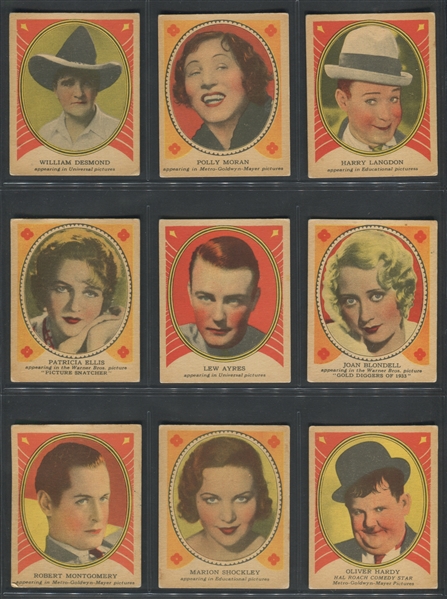 V289 Hamilton Gum Hollywood Stars Complete Set of (40) Cards