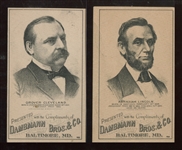 H602 President Trade Cards Lot of (2) with Tough Backs w/Lincoln