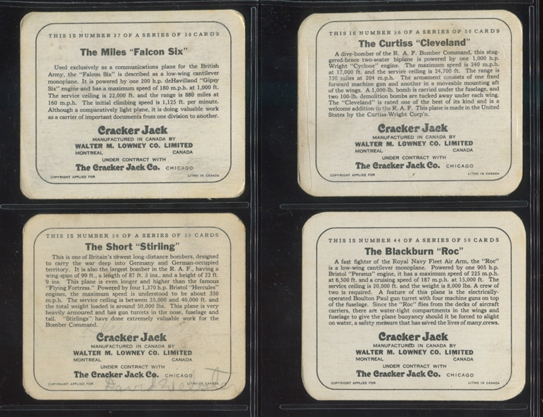 V407 Cracker Jack U.N. Battle Planes (50 series) Lot of (13) Cards