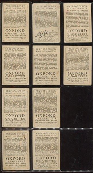 T96 Oxford Cigarettes Prize Dog Series Complete Set of (10) Cards