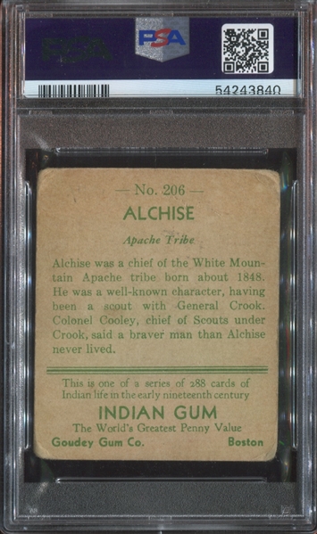 R73 Goudey Indian Gum #206 Alchise Series of 288 PSA1.5