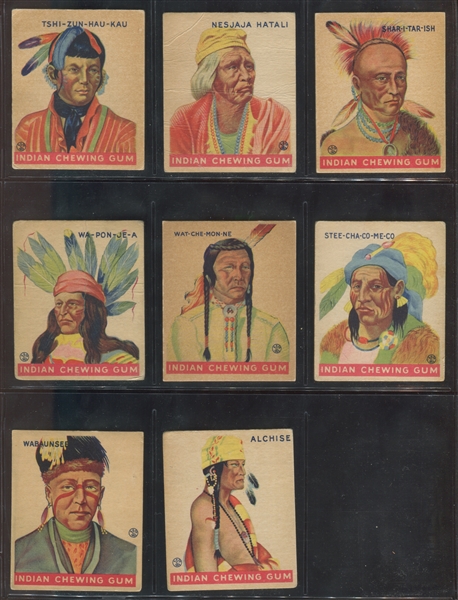R73 Goudey Indian Gum Lot of (8) Series 312 White Background Cards
