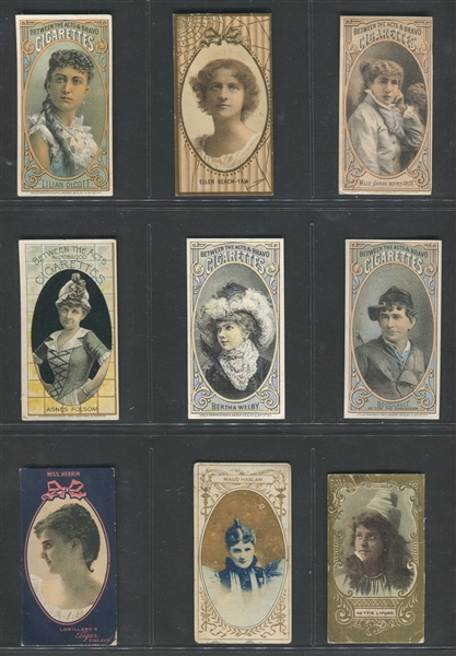 Mixed Lot of (9) Different Lorillard and Hall's Between the Acts Actress Cards