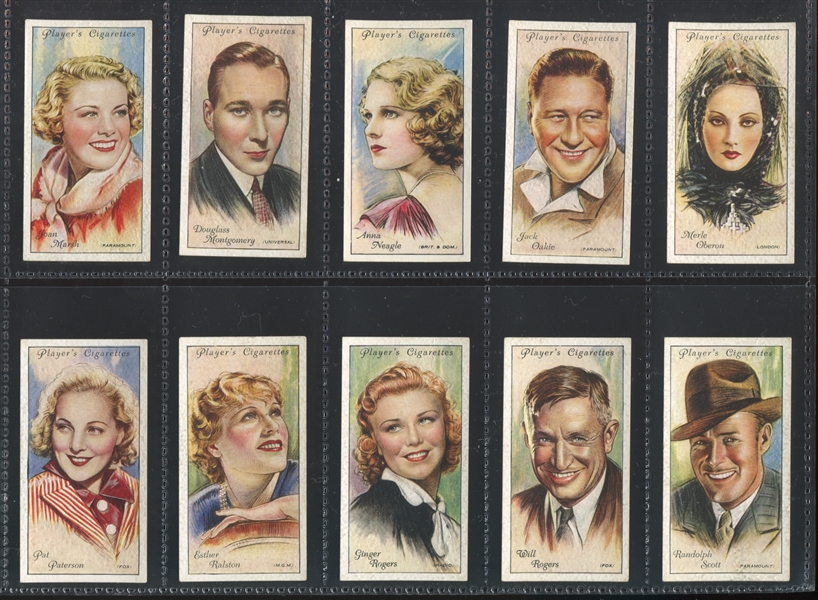 1934 John Player Film Stars - 2nd Series Complete Set (50) - Featuring Mae West, Will Rogers