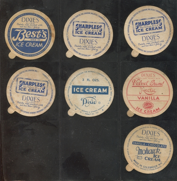 1930's-50's Dixie/Ice Cream Lids Lot of (12) Different
