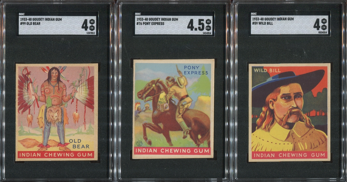 R73 Goudey Indian Gum Lot of (3) SGC-Graded Cards