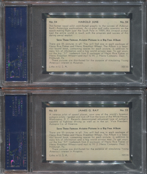 F277-4 Heinz Rice Flakes Famous Aviators Near Complete PSA-Graded Set (23/25)