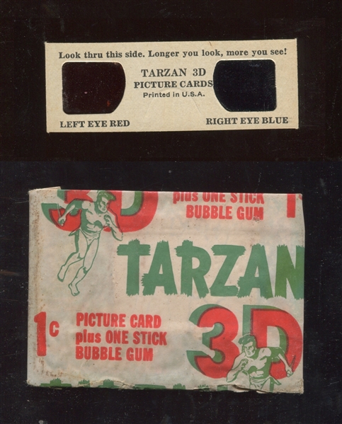 1953 Topps Tarzan 3-D Unopened Penny Pack and Glasses