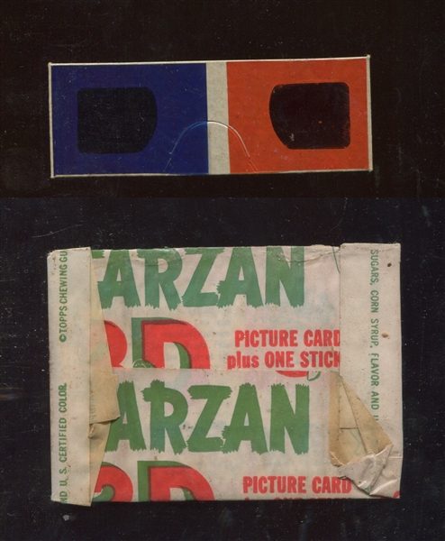 1953 Topps Tarzan 3-D Unopened Penny Pack and Glasses