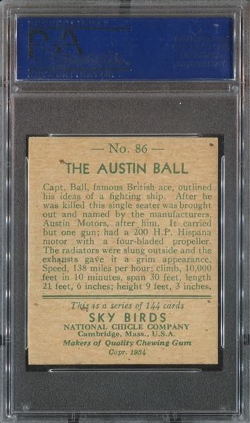 R136 National Chicle Sky Birds #86 The Austin Ball PSA8 NM-MT