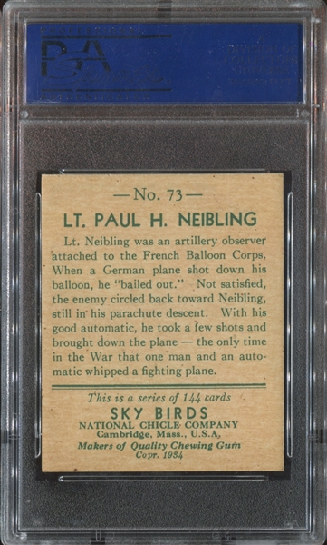R136 National Chicle Sky Birds #73 Lt. Paul H. Neibling PSA8 NM-MT