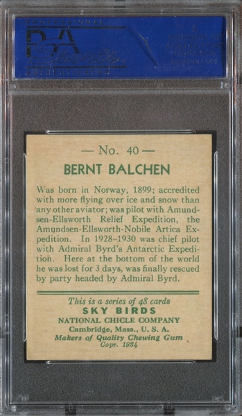 R136 National Chicle Sky Birds #40 Bernt Balchen PSA8 NM-MT