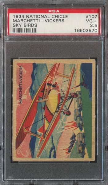 R136 National Chicle Sky Birds High Number #107 Marchetti-Vickers PSA3.5 VG+