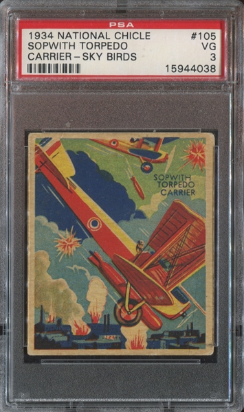 R136 National Chicle Sky Birds High Number #105 Sopwith Torpedo PSA3 VG