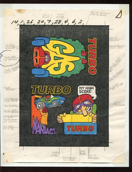 1983 Topps Video City Original Artwork Turbo Gas