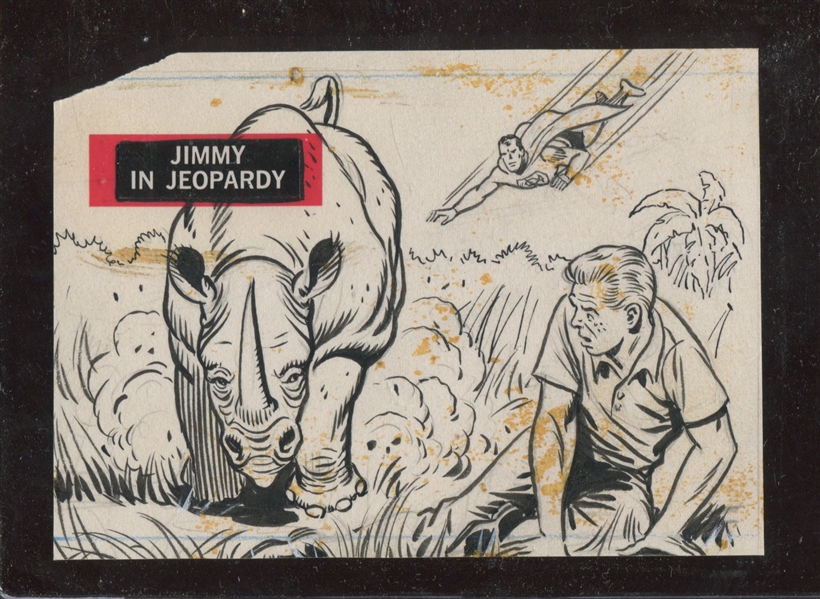 1968 Topps Superman in the Jungle Test Issue #13 Jimmy in Jeopardy Original Artwork