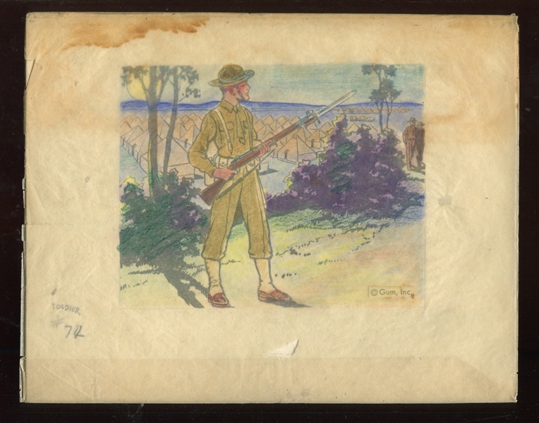 R157 Gum Inc Uncle Sam #74 Guard Duty Soldier Original Artwork