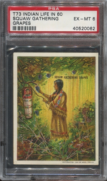 T73 Hassan Indian Life in 60's - Squaw Gathering Grapes PSA6 EX-MT