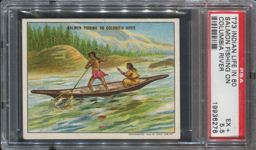 T73 Hassan Indian Life in 60's - Salmon Fishing PSA5.5 EX+