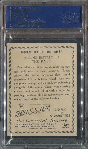 T73 Hassan Indian Life in 60's - Killing Buffalo in the River PSA5.5 EX+