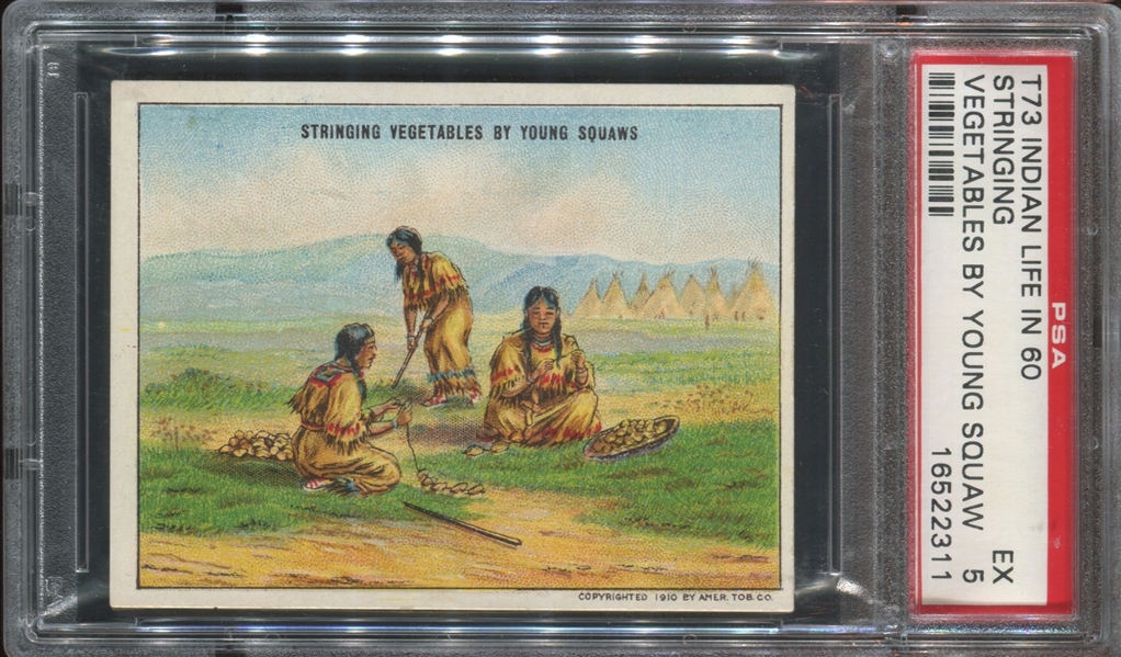 T73 Hassan Indian Life in 60's - Stringing Vegetables PSA5 EX