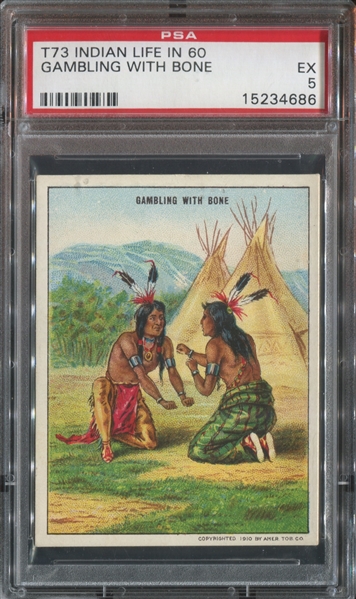 T73 Hassan Indian Life in 60's - Gambling With Bone PSA5 EX
