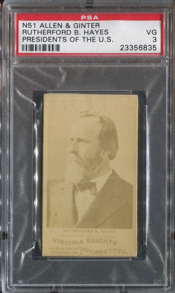 N51 Allen & Ginter Presidents Rutherford Hayes PSA3 VG