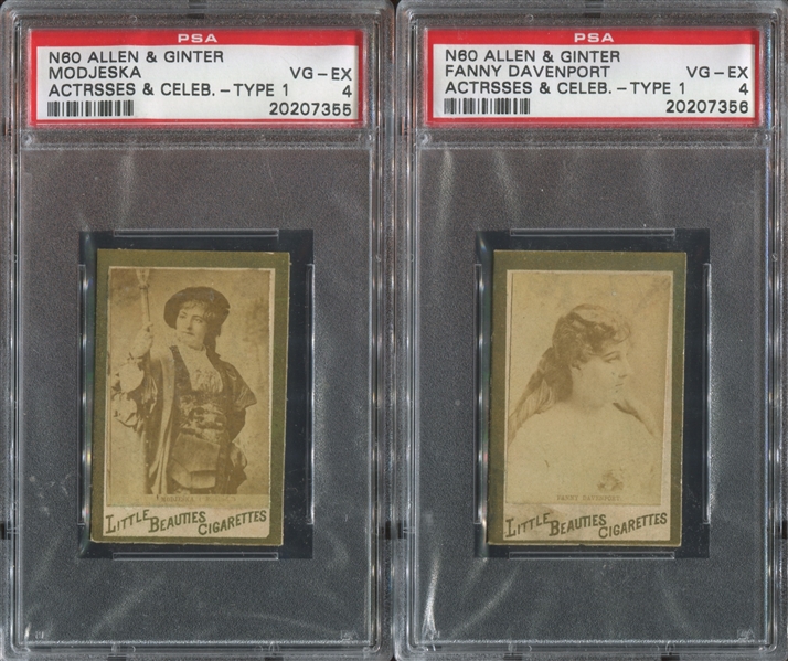 N60 Allen & Ginter Girls and Celebrities Lot of (4) PSA4 VG-EX Graded Cards