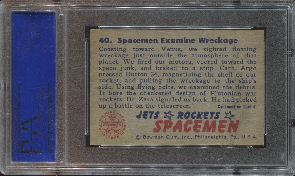 1951 Bowman Jets, Rockets Spacemen #40 Spacemen Examine Wreckage PSA7 NM