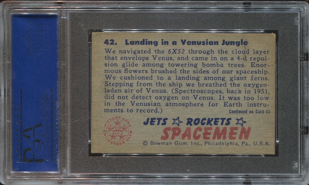 1951 Bowman Jets, Rockets Spacemen #42 Landing In A Venusian Jungle PSA7 NM