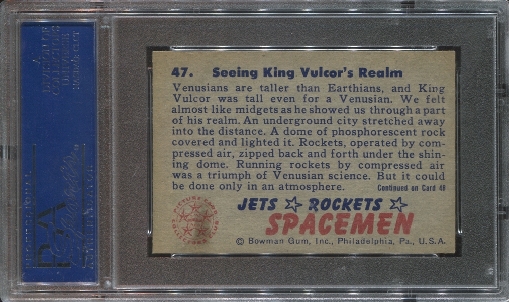 1951 Bowman Jets, Rockets Spacemen #47 Seeing King Vulcor's Realm PSA7 NM