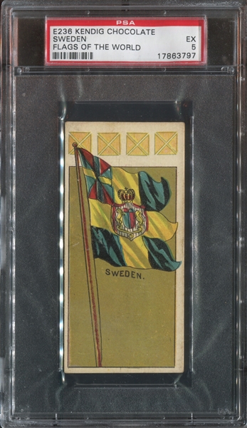 E236 Kendig Chocolates Flags of the World - Sweden PSA5 EX (POP1 with none higher)