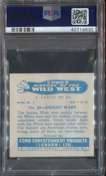 1963 Como Confectionery (UK) Indian Wars #22 PSA4 VG-EX