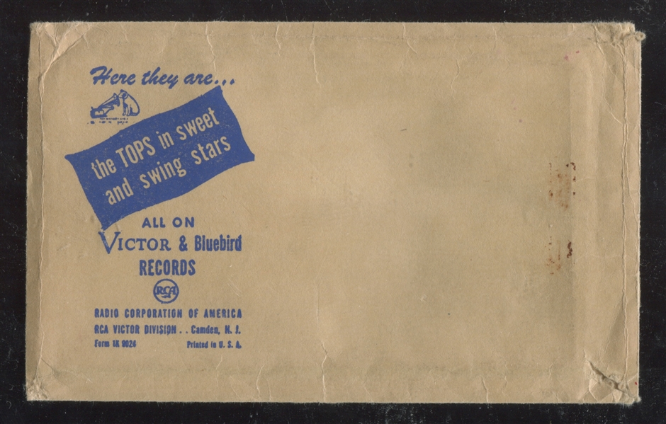 1950's Victor/Bluebird Records Swing Stars Original Envelope