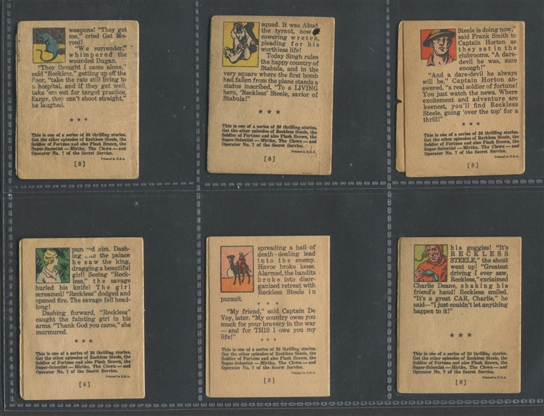 R25 Goudey Thrilling Stories Reckless Steele Near Complete Set (7/8) Booklets