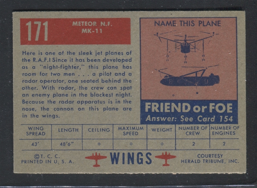 1952 Topps Wings #171 Bristol 171 MK-3 EX+