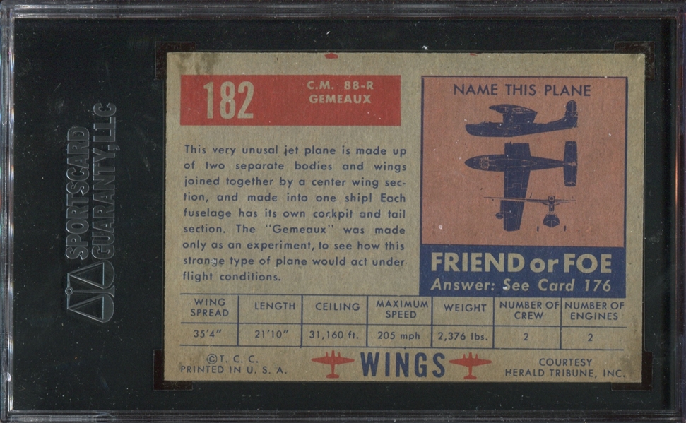 1952 Topps Wings #182  CM 88-R Gemeaux SGC82 EX-MT+ 6.5