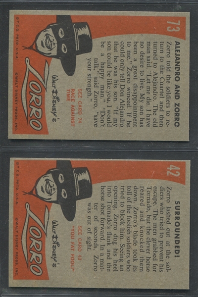 1958 Topps Zorro Lot of (2) EX-M+ Cards