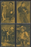 1920s-30s Exhibit Arcade Cards "Two-Gun Man Cowboys" Yellow Tint Lot of (4) Cards